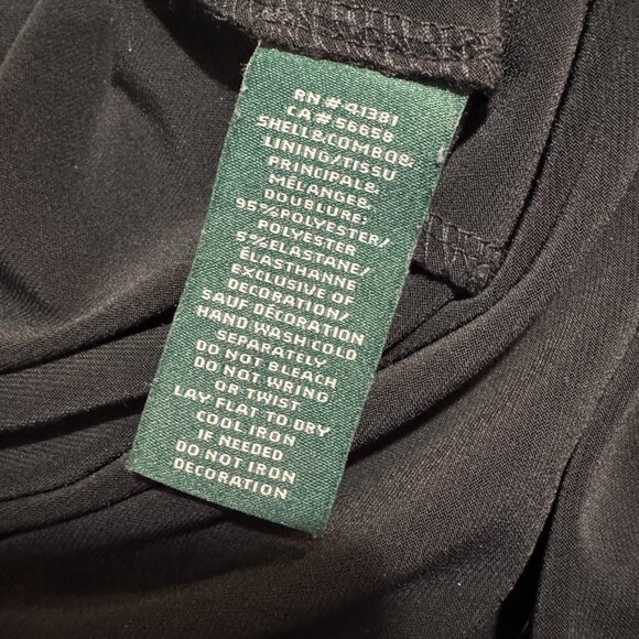 Lauren Ralph Lauren Gown Maxi Dress 14 Formal Party Cocktail Black White Beaded - Picture 10 of 11